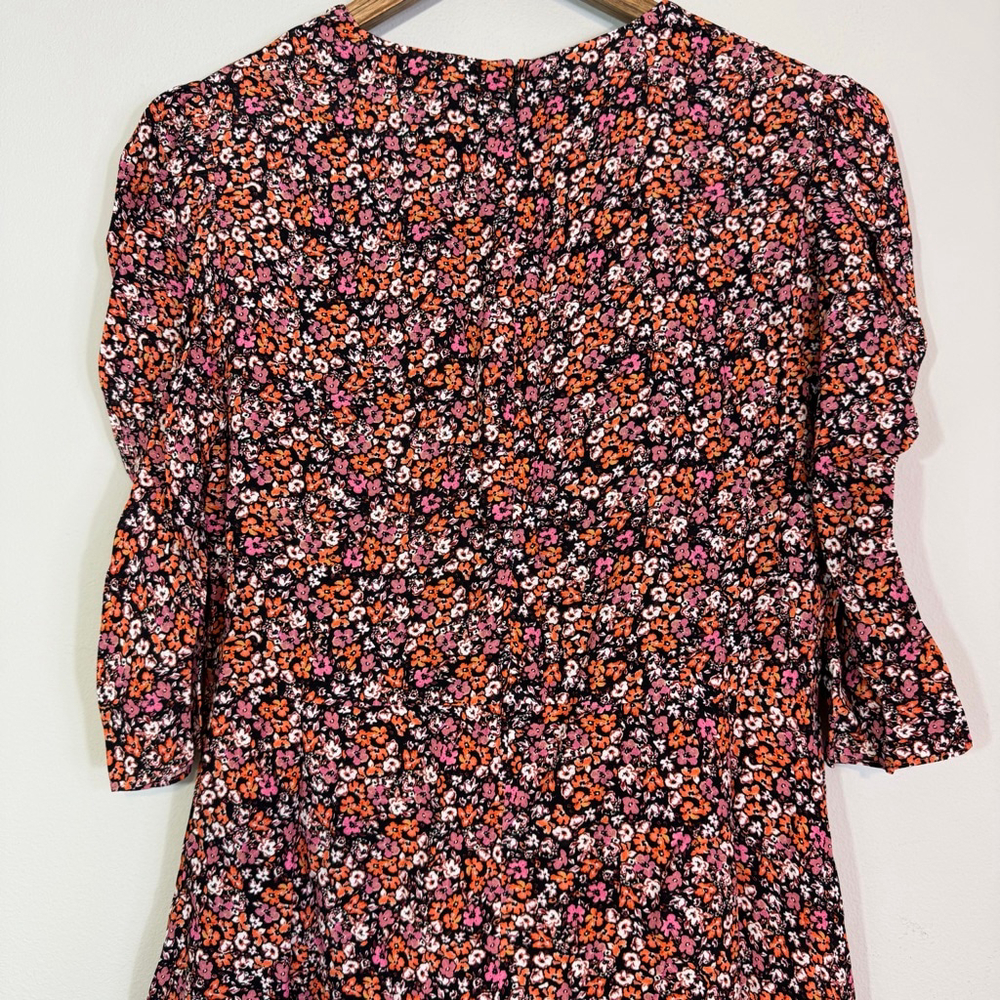 THE KOOPLES Puff Sleeve Cottagecore Floral Print Mini Dress Pink Size 1 (US 4) - Picture 6 of 9